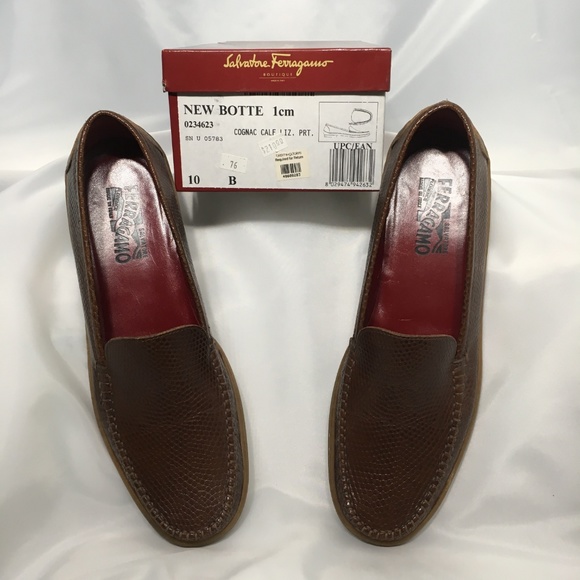 Ferragamo Boutique - Cognac Lizard Pattern Loafers - Picture 2 of 5